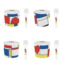 EASY LIFE Set 4 Ciotole Gelato Con Cucchiaini MONDRIAN
