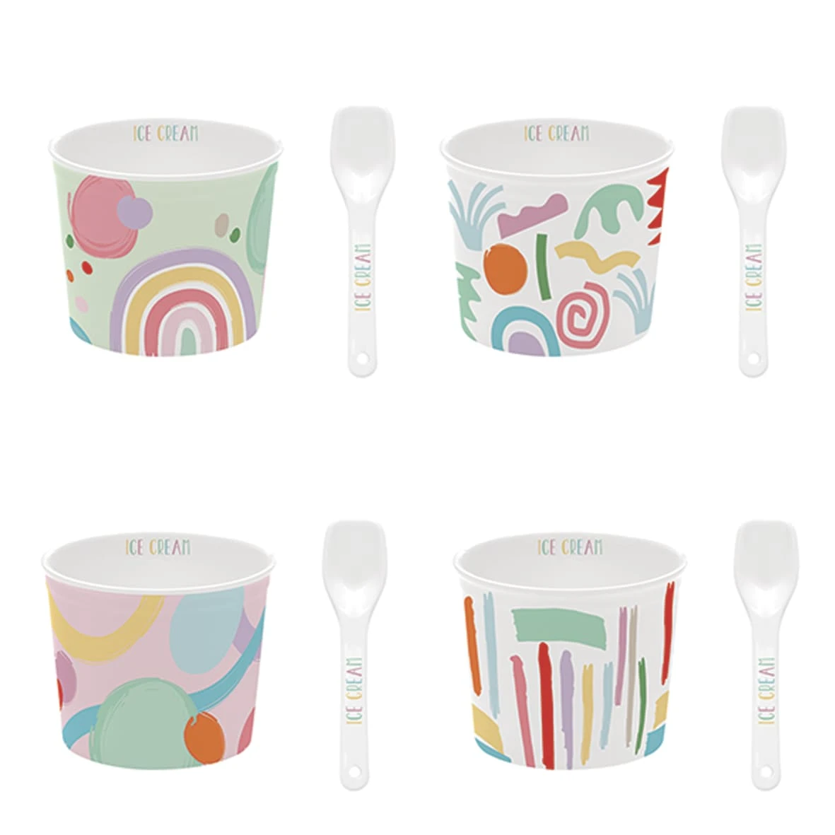 EASY LIFE Set 4 Ciotole Gelato Con Cucchiaini GOOD VIBES 1 EASY LIFE Set 4 Ciotole Gelato Con Cucchiaini GOOD VIBES
