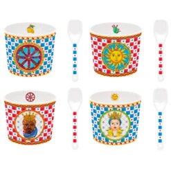 EASY LIFE Set 4 Ciotole Gelato Con Cucchiaini SICILY