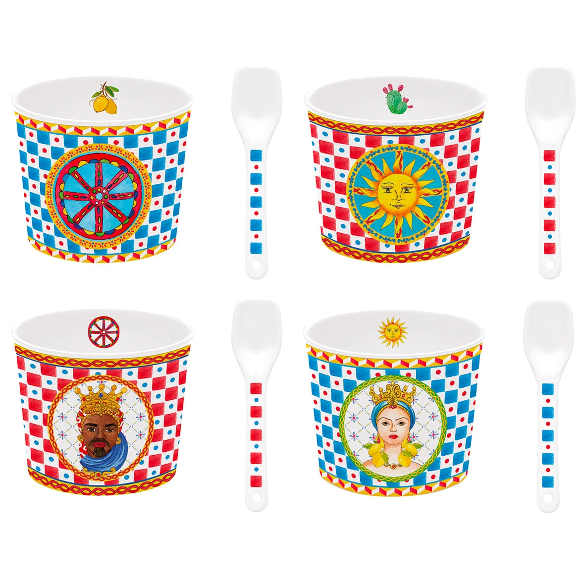 EASY LIFE Set 4 Ciotole Gelato Con Cucchiaini SICILY 1 EASY LIFE Set 4 Ciotole Gelato Con Cucchiaini SICILY