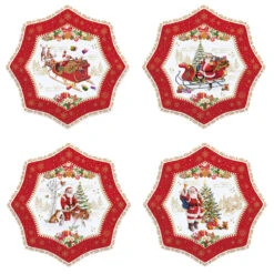 EASY LIFE Set 4 Piatti Dessert Ø 16 Cm In Porcellana CHRISTMAS MEMORIES