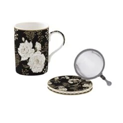 EASY LIFE Mug E Sottobicchiere Con Infusiera ART DECO & FLOWERS