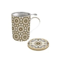 EASY LIFE Mug E Sottobicchiere In Porcellana Con Infusiera 350 Ml MAROCCO BLACK