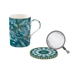 EASY LIFE Mug E Sottobicchiere In Porcellana Con Infusiera 350 Ml JUNGLE