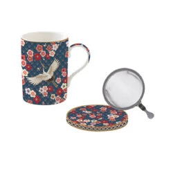EASY LIFE Mug E Sottobicchiere In Porcellana Con Infusiera 350 Ml OKINAWA