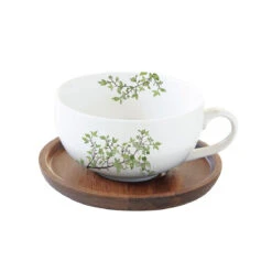 EASY LIFE Tazza Da The 250 Ml In Porcellana Con Piattino In Acacia NATURA