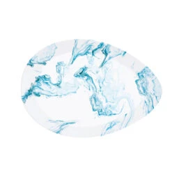 EASY LIFE Piatto Da Portata In Porcellana 36×25 Cm AQUA