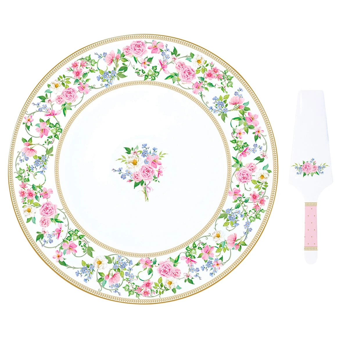 EASY LIFE Piatto Torta Ø 32 Cm Con Paletta GARDEN JOY 1 EASY LIFE Piatto Torta Ø 32 Cm Con Paletta GARDEN JOY