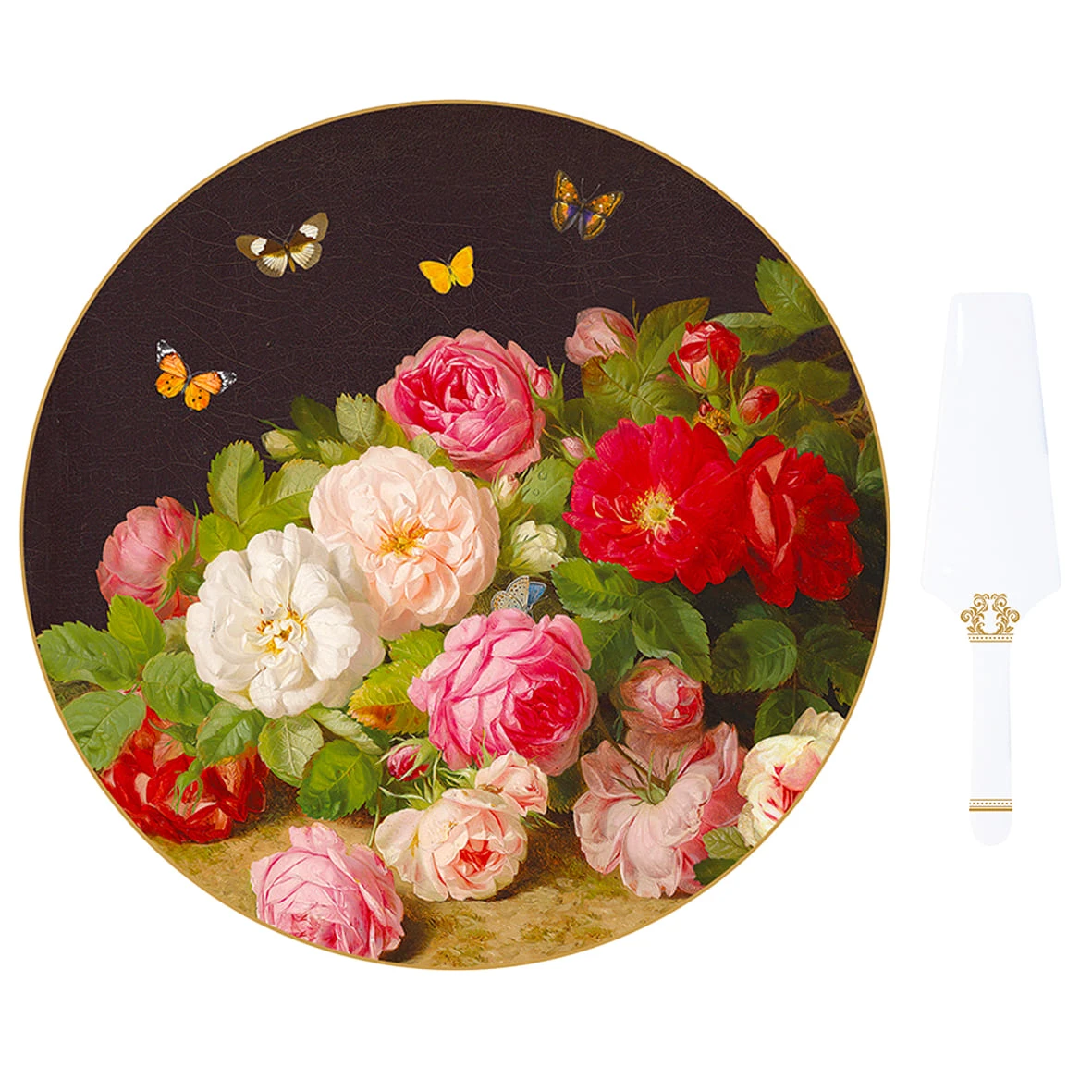 EASY LIFE Piatto Torta Con Paletta VICTORIAN GARDEN 1 EASY LIFE Piatto Torta Con Paletta VICTORIAN GARDEN