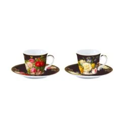 EASY LIFE Set 2 Tazzine Espresso Piattino VICTORIAN GARDEN