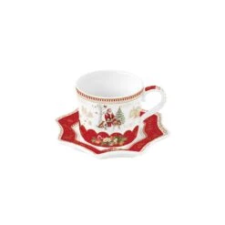 EASY LIFE Tazza Con Piattino 250 Ml In Porcellana CHRISTMAS MEMORIES
