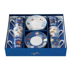 EASY LIFE Set 6 Tazzine Espresso Con Piattini AQUARIUM