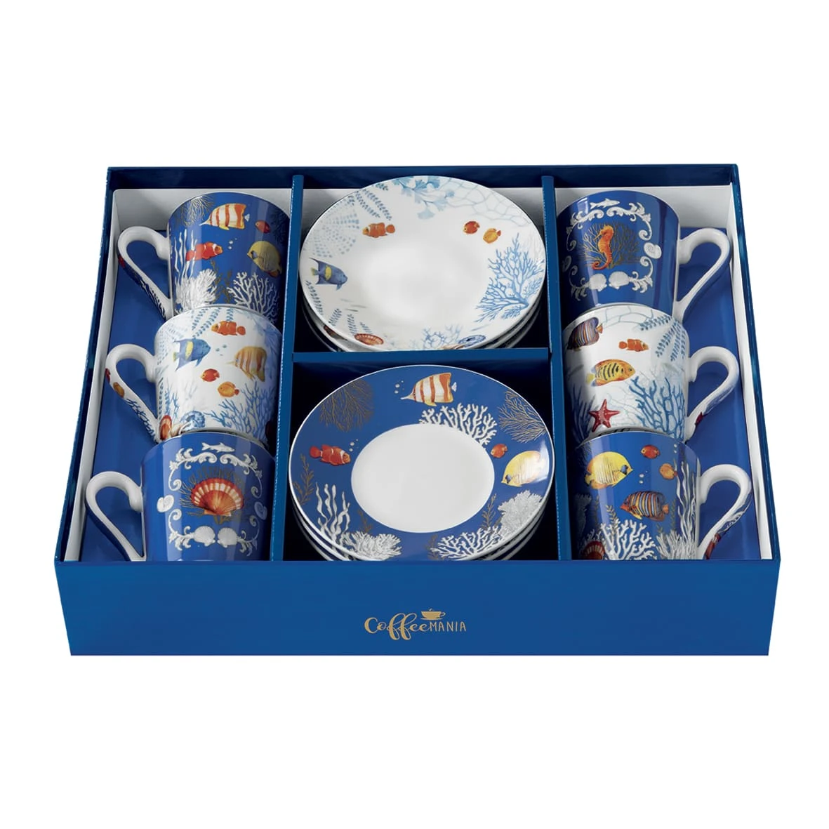 EASY LIFE Set 6 Tazzine Espresso Con Piattini AQUARIUM 1 EASY LIFE Set 6 Tazzine Espresso Con Piattini AQUARIUM