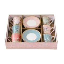 EASY LIFE Set 6 Tazzine Espresso 100 Ml Con Piattini JARDIN DE REVES