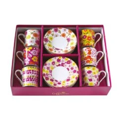 EASY LIFE Set 6 Tazzine Espresso Con Piattini 100ml FLOWER POWER