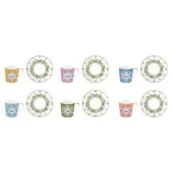 EASY LIFE Set 6 Tazzine Caffè Con Piattino SPRING PARADE