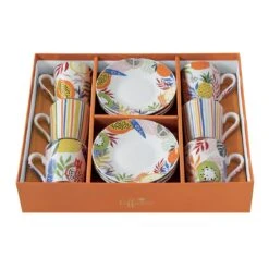 EASY LIFE Set 6 Tazzine Espresso Con Piattini TUTTI FRUTTI