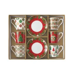 EASY LIFE Set 6 Tazzine Caffè Con Piattino JINGLE BELLS -Easy Life 126 jing box open