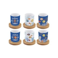 EASY LIFE Set 6 Tazzine Espresso Con Piattini In Bamboo AQUARIUM