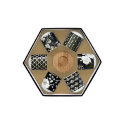 EASY LIFE Set 6 Bicchierini Caffè Con Piattino In Bambù ART DECO & FLOWERS