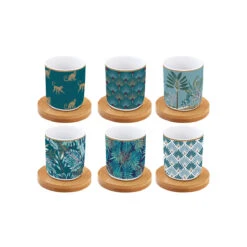 EASY LIFE Set 6 Tazzine Espresso 110 Ml Con Piattini In Bamboo JUNGLE