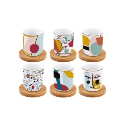 EASY LIFE Set 6 Tazzine Espresso 110 Ml Con Piattini In Bamboo MODERNISM