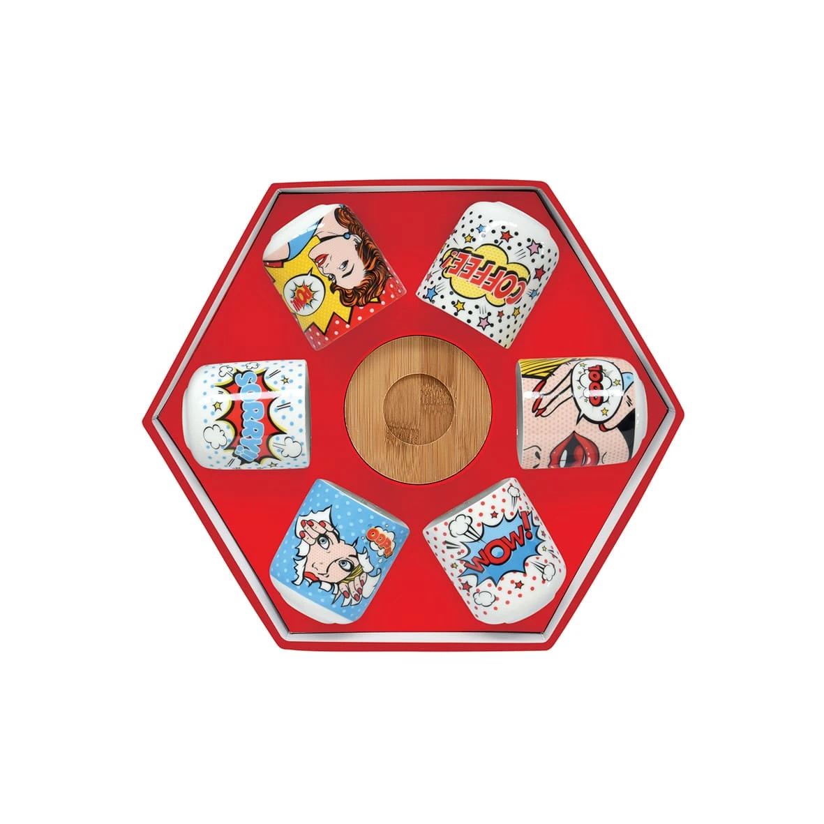 EASY LIFE Set 6 Tazzine Espresso 110 Ml Con Piattini POP ART 1 EASY LIFE Set 6 Tazzine Espresso 110 Ml Con Piattini POP ART