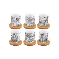 EASY LIFE Set 6 Bicchierini Caffè 110 Ml In Porcellana Con Piattini RETRO