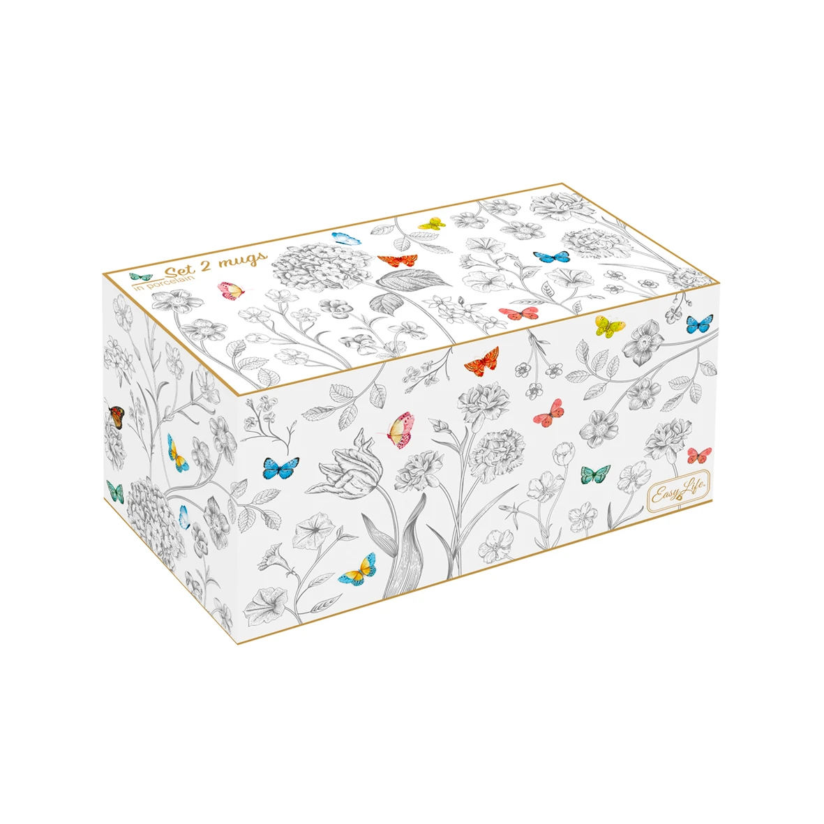 EASY LIFE Set 2 Mug FLEURS ET PAPILLONS 2 EASY LIFE Set 2 Mug FLEURS ET PAPILLONS - Image 2