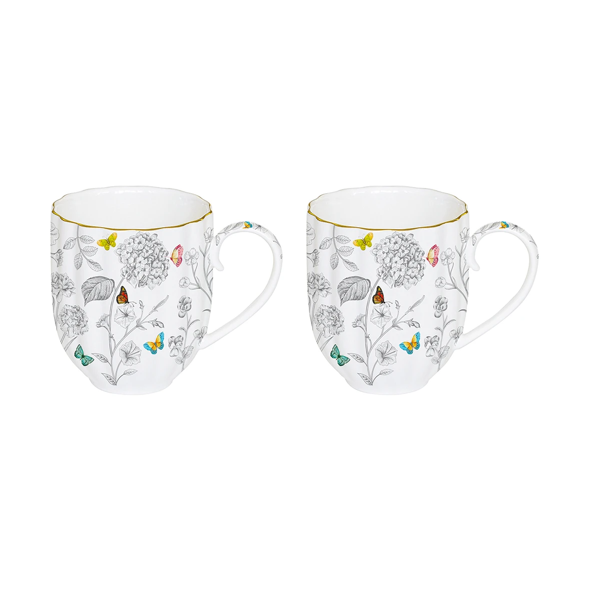 EASY LIFE Set 2 Mug FLEURS ET PAPILLONS 1 EASY LIFE Set 2 Mug FLEURS ET PAPILLONS