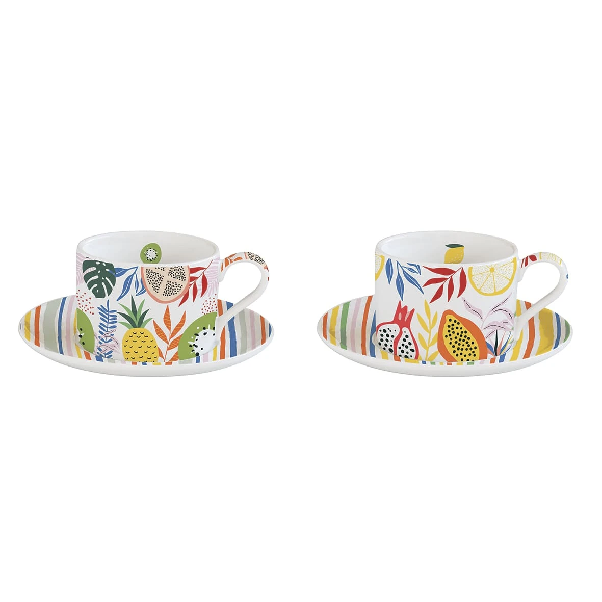EASY LIFE Set 2 Tazze Con Piattino TUTTI FRUTTI 1 EASY LIFE Set 2 Tazze Con Piattino TUTTI FRUTTI
