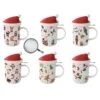 EASY LIFE Set 6 Mug Con Coperchio E Infusiera CHRISTMAS FRIENDS