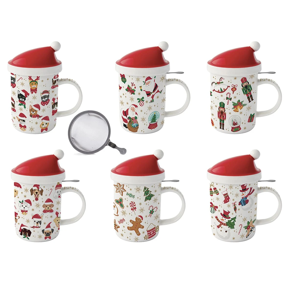 EASY LIFE Set 6 Mug Con Coperchio E Infusiera CHRISTMAS FRIENDS 1 EASY LIFE Set 6 Mug Con Coperchio E Infusiera CHRISTMAS FRIENDS