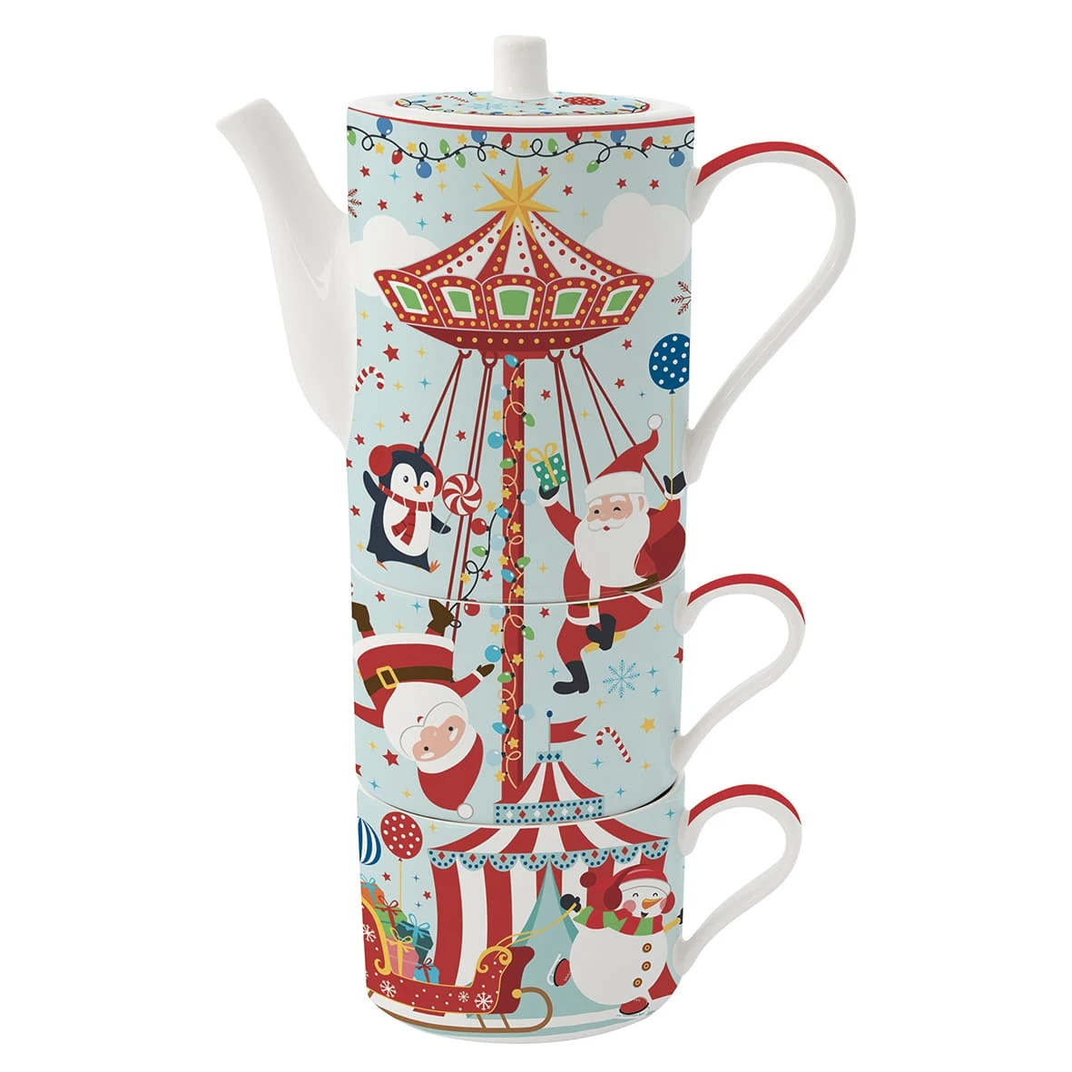 EASY LIFE Teiera Con 2 Tazze CHRISTMAS FRIENDS 1 EASY LIFE Teiera Con 2 Tazze CHRISTMAS FRIENDS