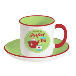 EASY LIFE Tazza Con Piattino In Stoneware 225ml In Scatola GREEN