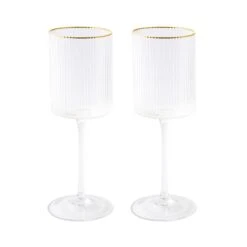 EASY LIFE Set 2 Calici Vino Con Filo Oro FESTIVE