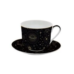 EASY LIFE Tazza Colazione Con Piatto 400 Ml In Porc. In Color Box CELESTIAL