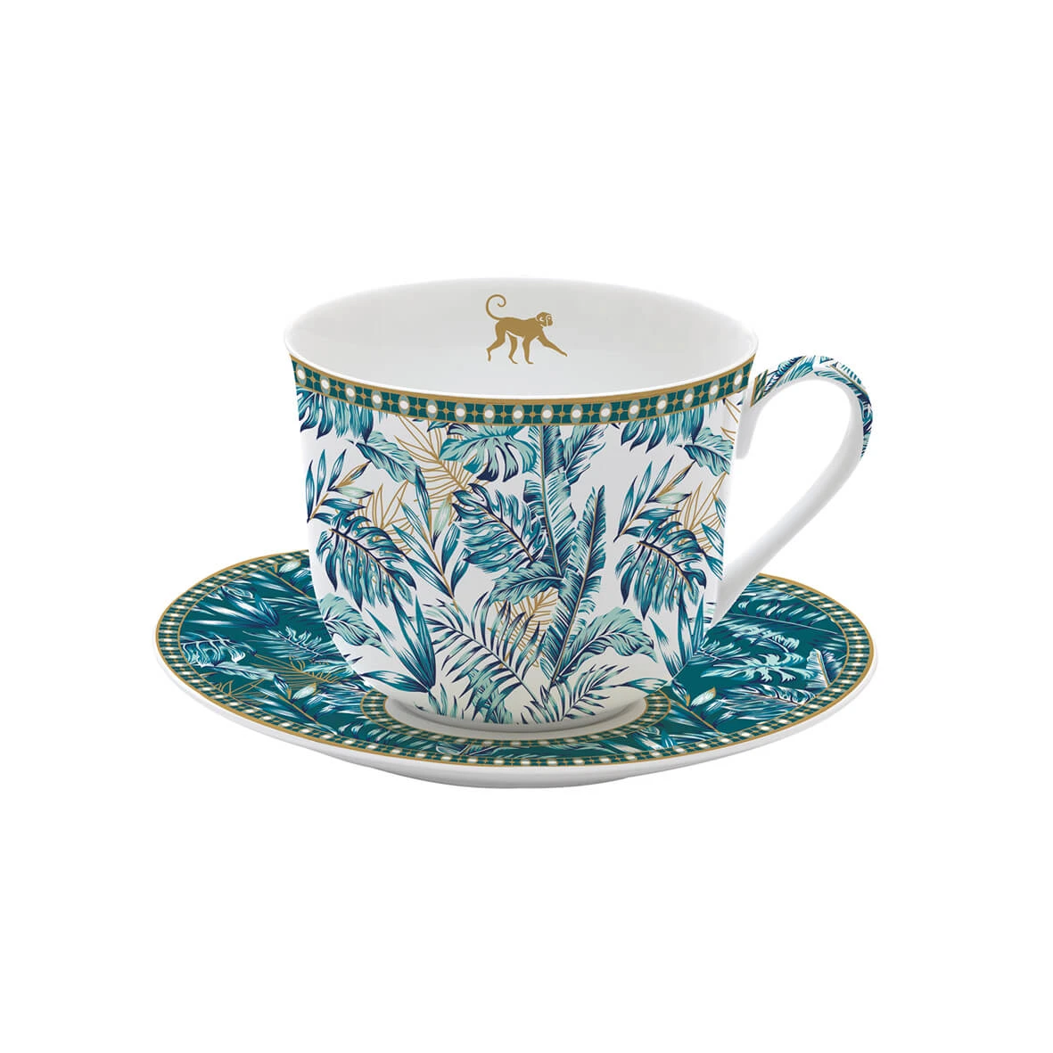 EASY LIFE Tazza Colazione Con Piatto 400 Ml In Porcellana JUNGLE 1 EASY LIFE Tazza Colazione Con Piatto 400 Ml In Porcellana JUNGLE