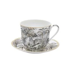 EASY LIFE Tazza Colazione 400 Ml Con Piatto In Porcellana Fine China RETRO