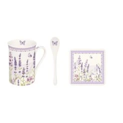 EASY LIFE Set Tazza Con Cucchiaio E Sottobicchiere LAVENDER FIELD