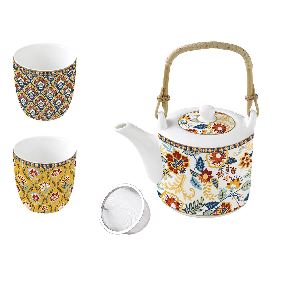 EASY LIFE Teiera Da 600 Ml Con 2 Bicchierini In Porcellana PAISLEY 1 EASY LIFE Teiera Da 600 Ml Con 2 Bicchierini In Porcellana PAISLEY