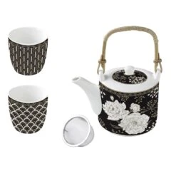 EASY LIFE Teiera Con Infusiera E 2 Bicchierini ART DECO & FLOWERS