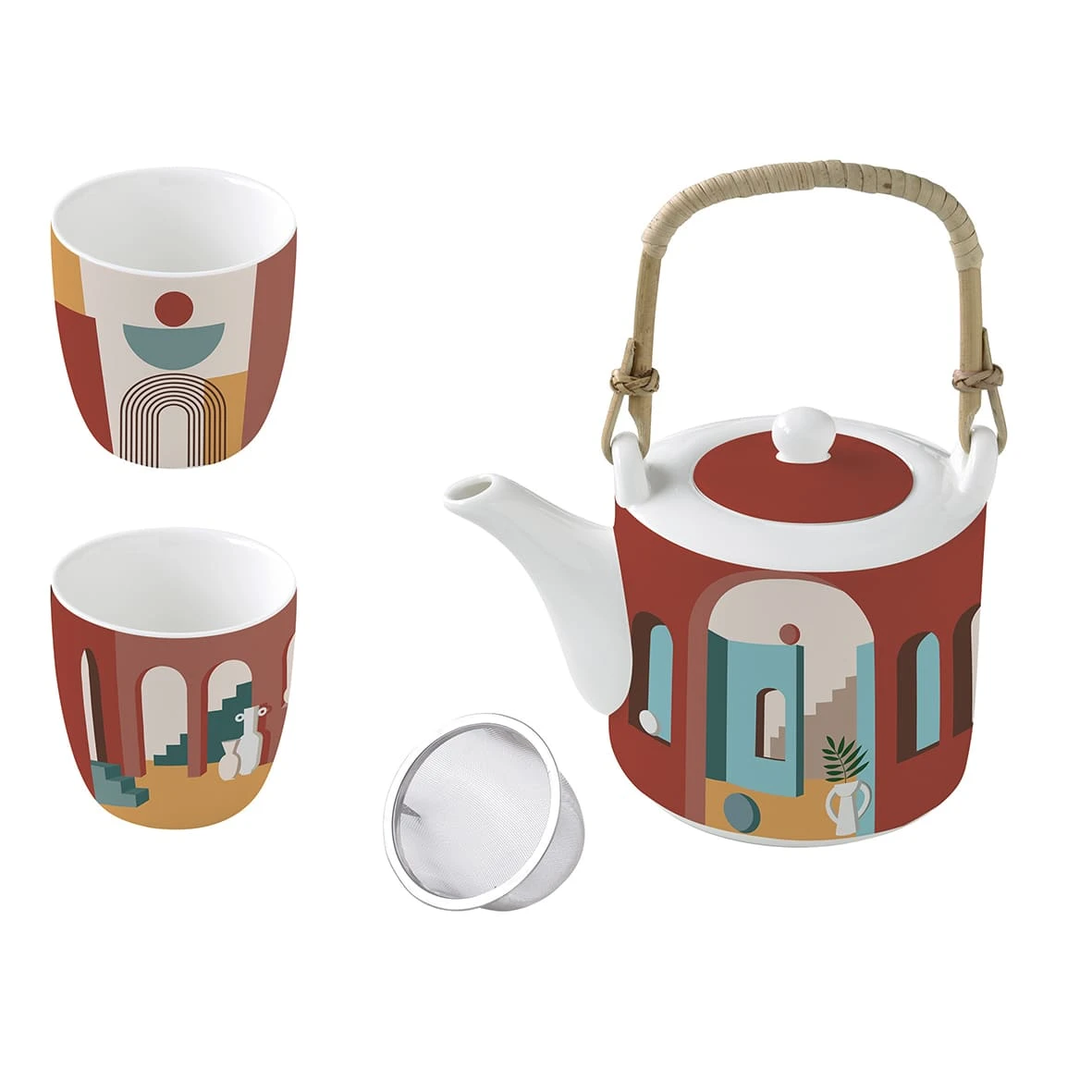 EASY LIFE Teiera Da 600 Ml Con 2 Bicchierini ILLUSION 1 EASY LIFE Teiera Da 600 Ml Con 2 Bicchierini ILLUSION