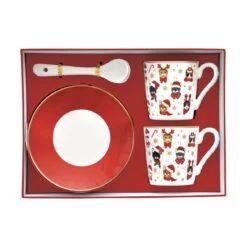 EASY LIFE Set 2 Tazzine Espresso Con Piattini E Cucchiaini CHRISTMAS FRIENDS 5 EASY LIFE Set 2 Tazzine Espresso Con Piattini E Cucchiaini CHRISTMAS FRIENDS -Easy Life 1474 CHFC open view