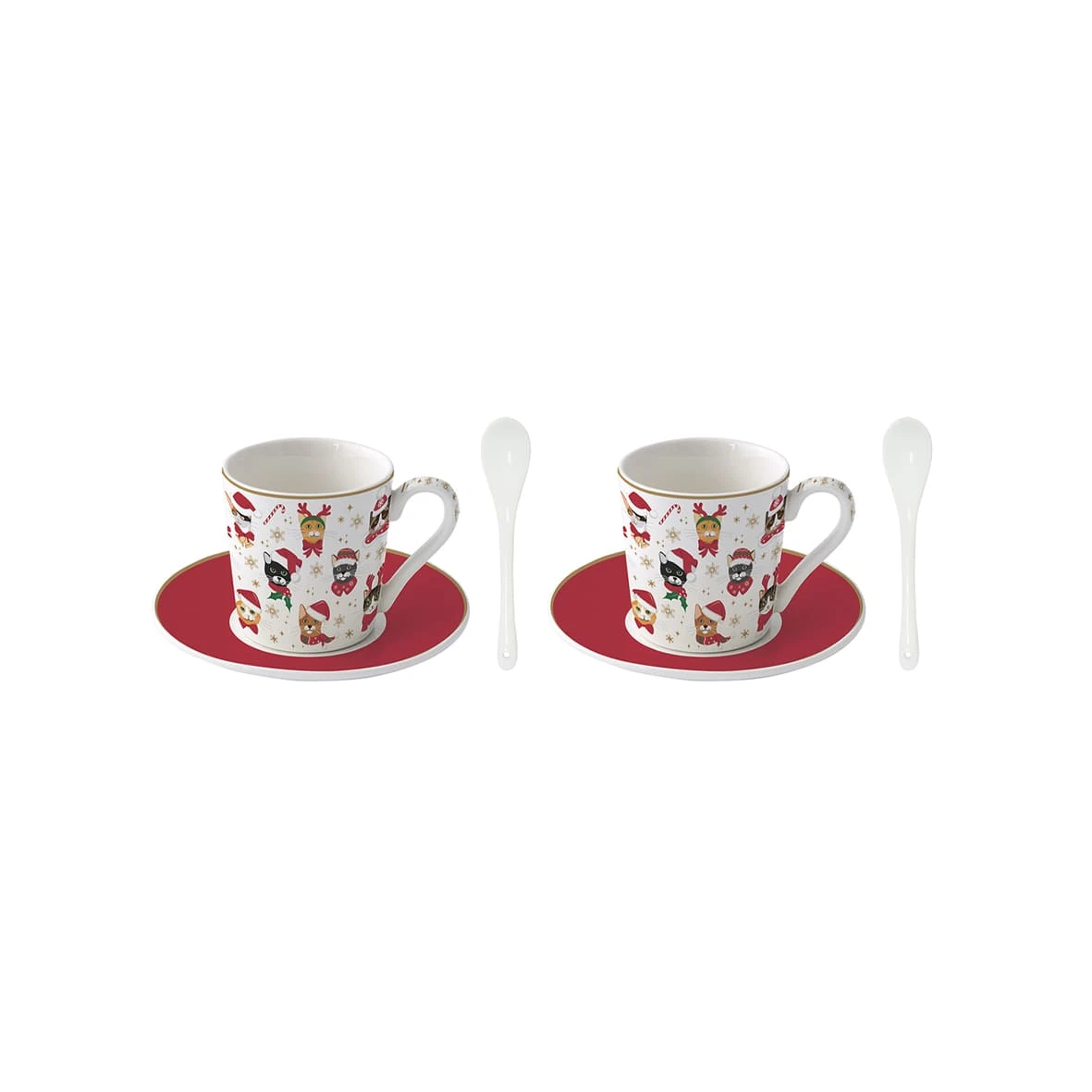 EASY LIFE Set 2 Tazzine Espresso Con Piattini E Cucchiaini CHRISTMAS FRIENDS 1 EASY LIFE Set 2 Tazzine Espresso Con Piattini E Cucchiaini CHRISTMAS FRIENDS