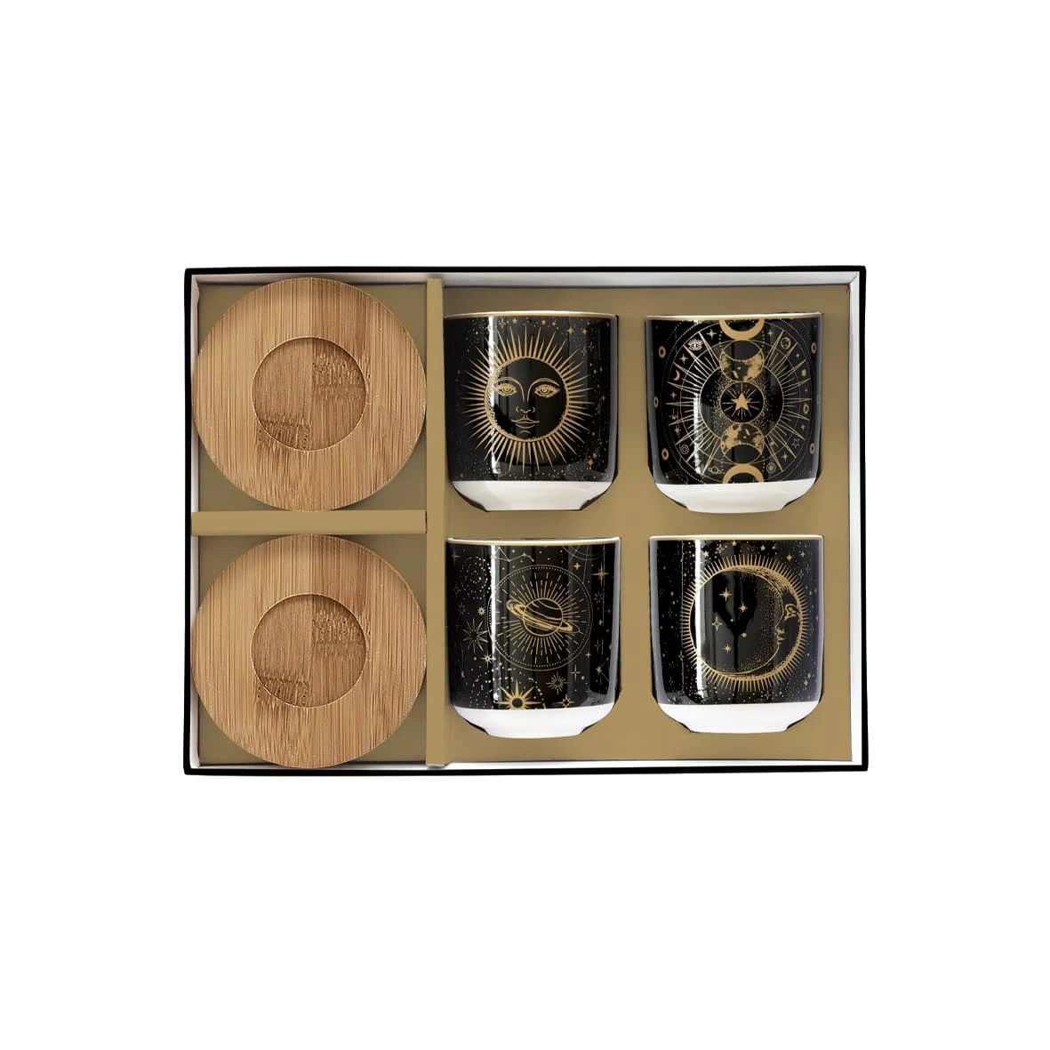EASY LIFE Set 4 Bicchierini Caffè 110 Ml C/piattini In Bamboo In Gift Box CELESTIAL 1 EASY LIFE Set 4 Bicchierini Caffè 110 Ml C/piattini In Bamboo In Gift Box CELESTIAL