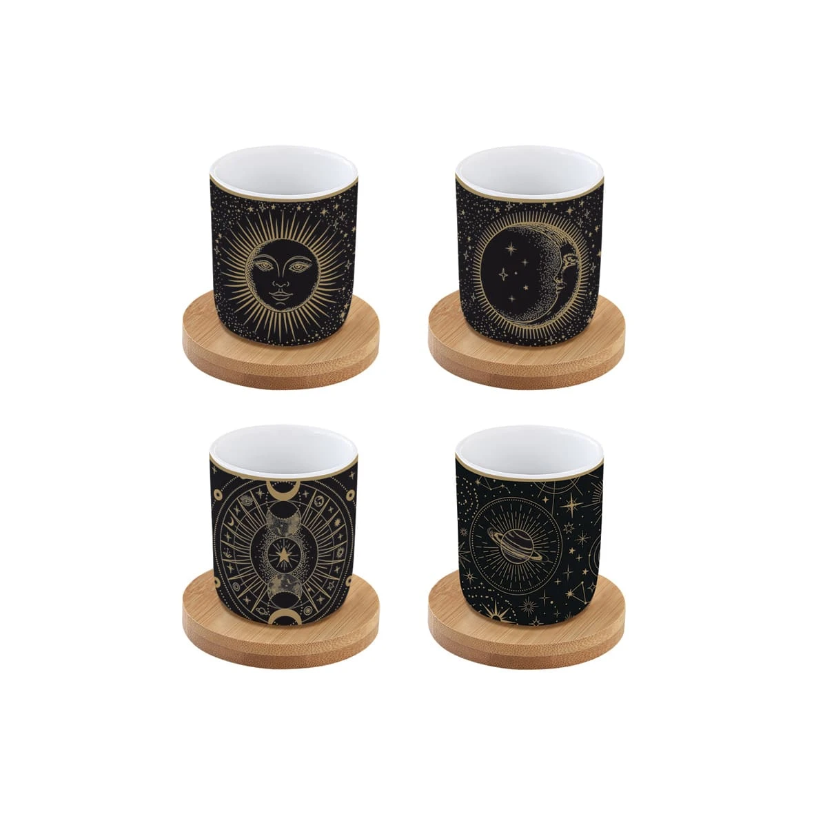 EASY LIFE Set 4 Bicchierini Caffè 110 Ml C/piattini In Bamboo In Gift Box CELESTIAL 2 EASY LIFE Set 4 Bicchierini Caffè 110 Ml C/piattini In Bamboo In Gift Box CELESTIAL - Image 2