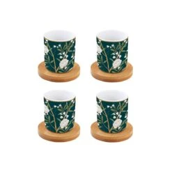 EASY LIFE Set 4 Bicchierini Con Piattino ROYAL PEONIES