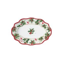 EASY LIFE Piatto Ovale Vischio CHRISTMAS BERRIES