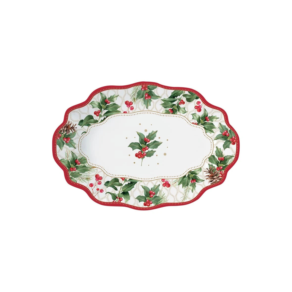EASY LIFE Piatto Ovale Vischio CHRISTMAS BERRIES 1 EASY LIFE Piatto Ovale Vischio CHRISTMAS BERRIES